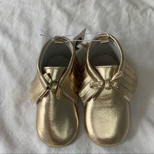 NWT Gold Moccasins 18-24mo